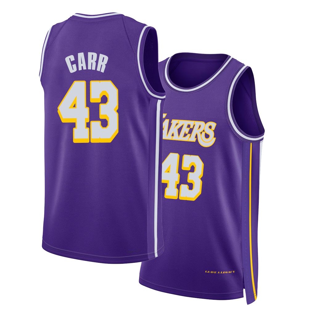 Los Angeles L #43 Carr Player Basketball Sleeveless Purple Jersey Cameron For Adult Youth