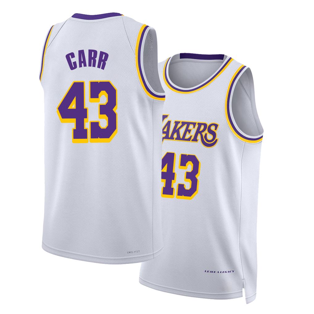 Los Angeles L #43 Carr Player Basketball Sleeveless White Jersey Cameron For Adult Youth