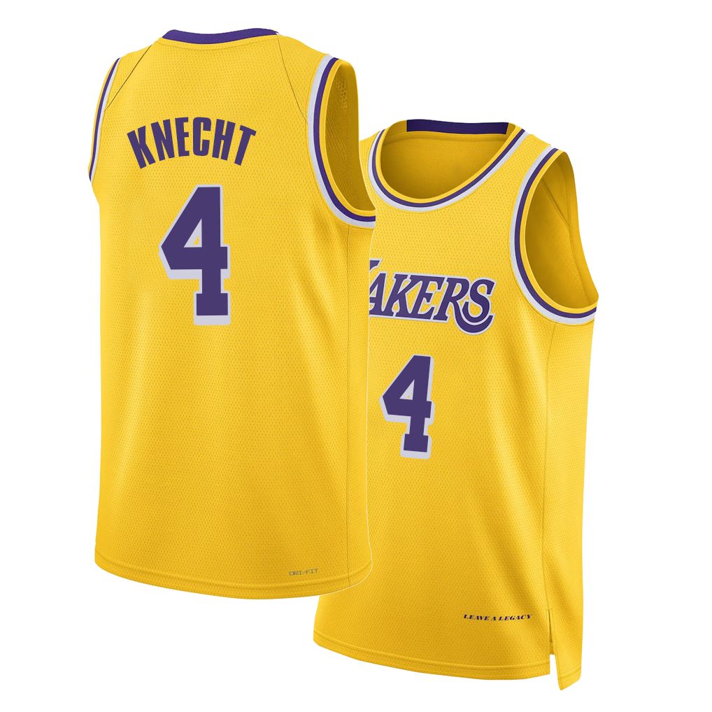 Los Angeles L #4 Knecht Player Basketball Sleeveless Gold Jersey Dalton For Adult Youth