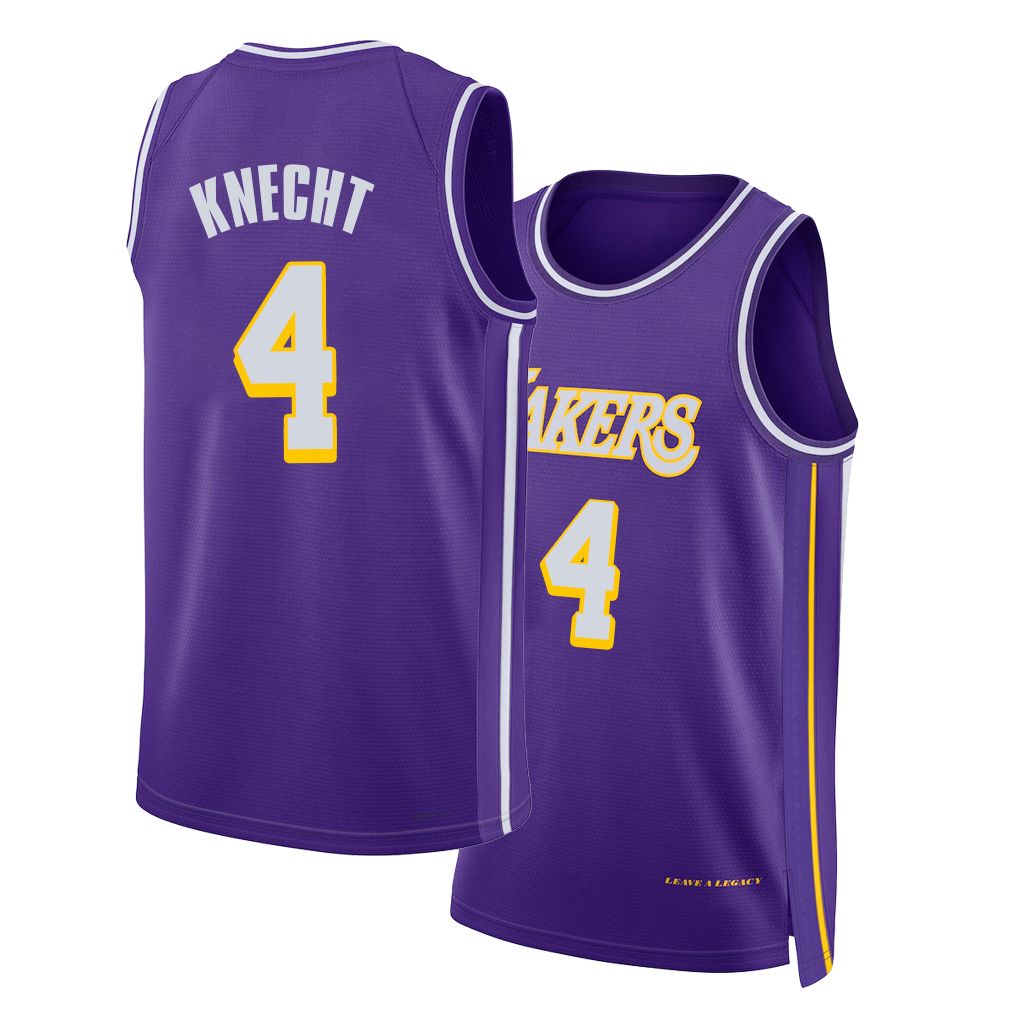 Los Angeles L #4 Knecht Player Basketball Sleeveless Purple Jersey Dalton For Adult Youth