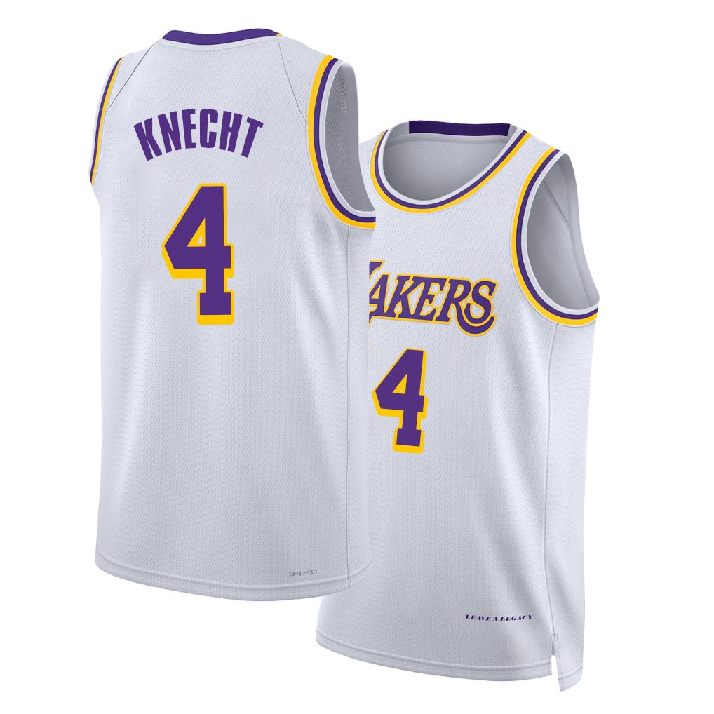 Los Angeles L #4 Knecht Player Basketball Sleeveless White Jersey Dalton For Adult Youth