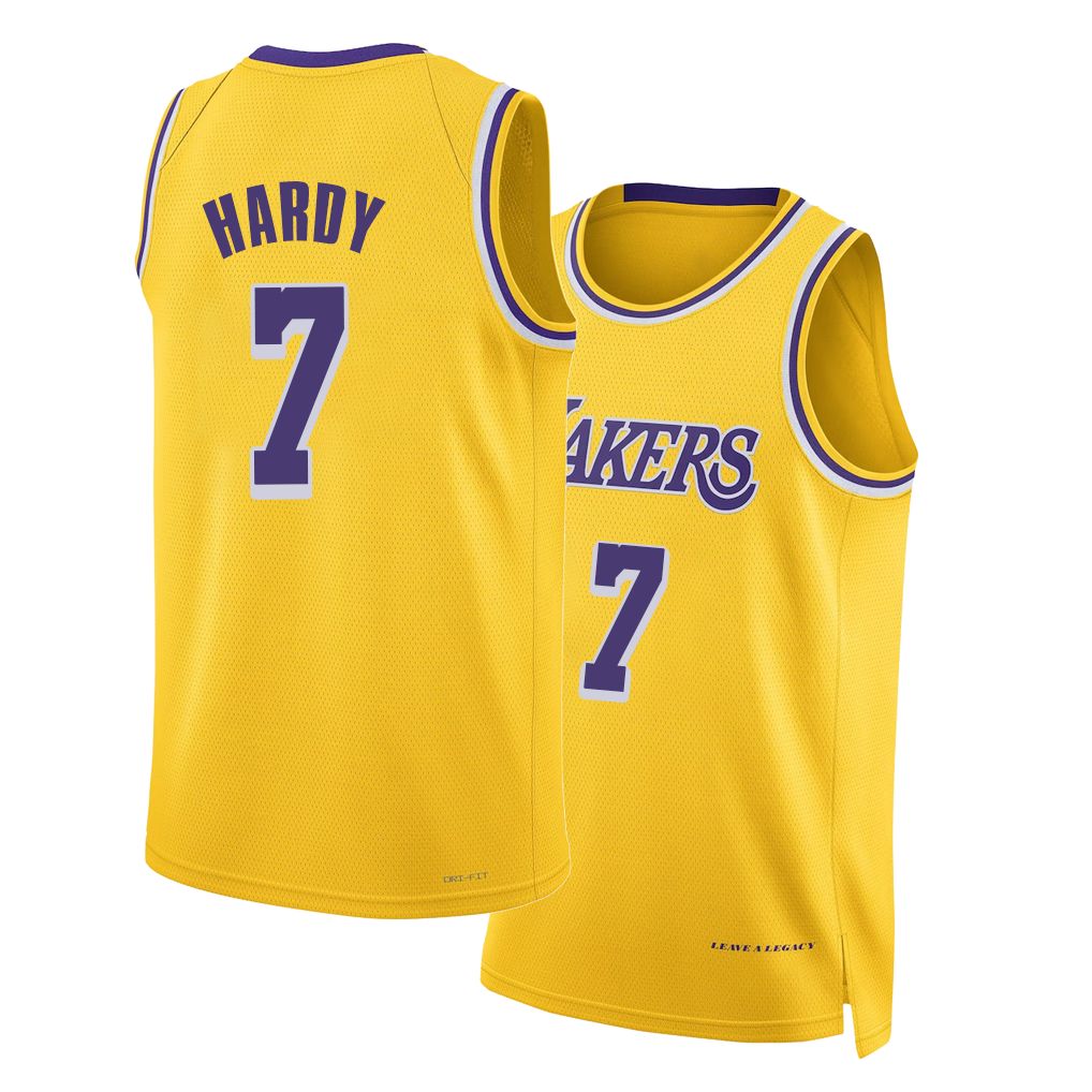 Los Angeles L #7 Hardy Player Basketball Sleeveless Gold Jersey Jaden For Adult Youth