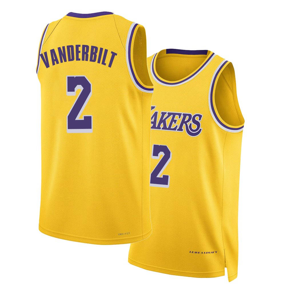 Los Angeles L #2 Vanderbilt Player Basketball Sleeveless Gold Jersey Jarred For Adult Youth