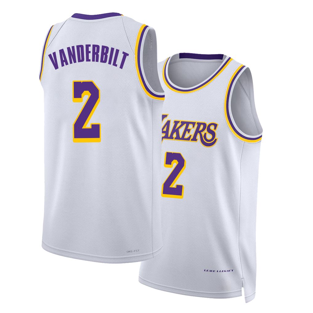Los Angeles L #2 Vanderbilt Player Basketball Sleeveless White Jersey Jarred For Adult Youth