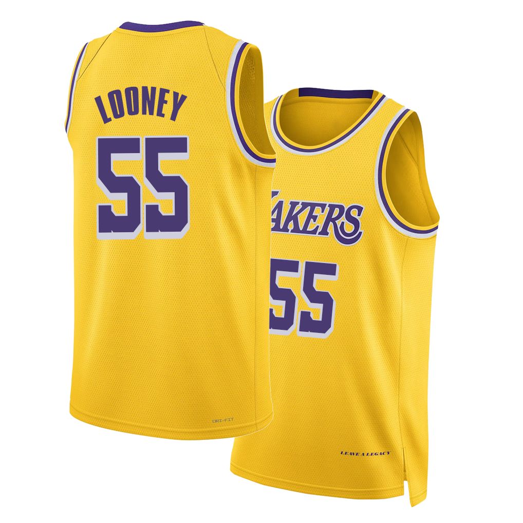 Los Angeles L #55 Looney Player Basketball Sleeveless Gold Jersey Kevon For Adult Youth