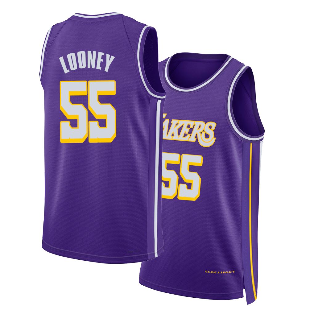 Los Angeles L #55 Looney Player Basketball Sleeveless Purple Jersey Kevon For Adult Youth