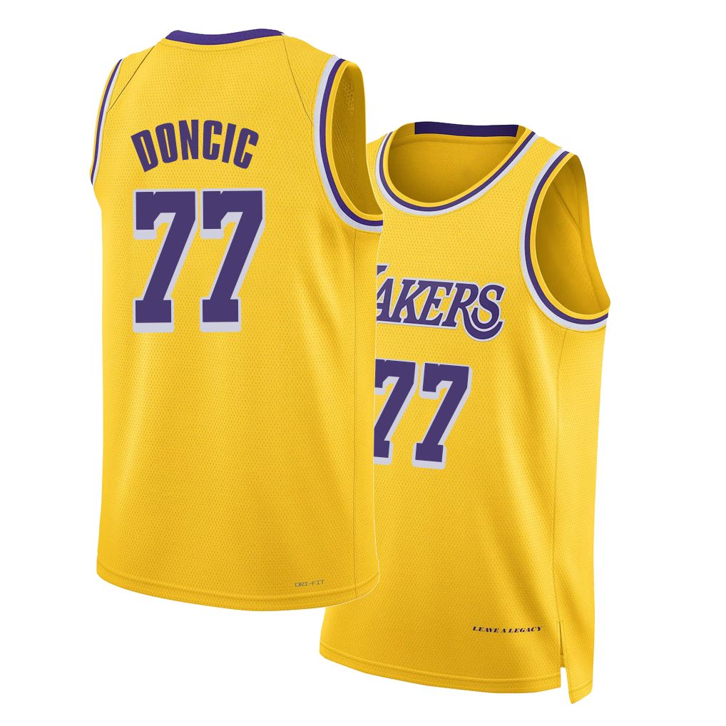 Los Angeles L #77 Doncic Player Basketball Sleeveless Gold Jersey Luka For Adult Youth