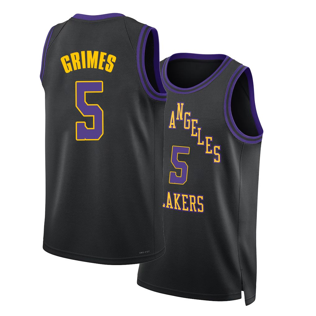 Los Angeles L #5 Grimes Player Basketball Sleeveless Black Jersey Quentin For Adult Youth
