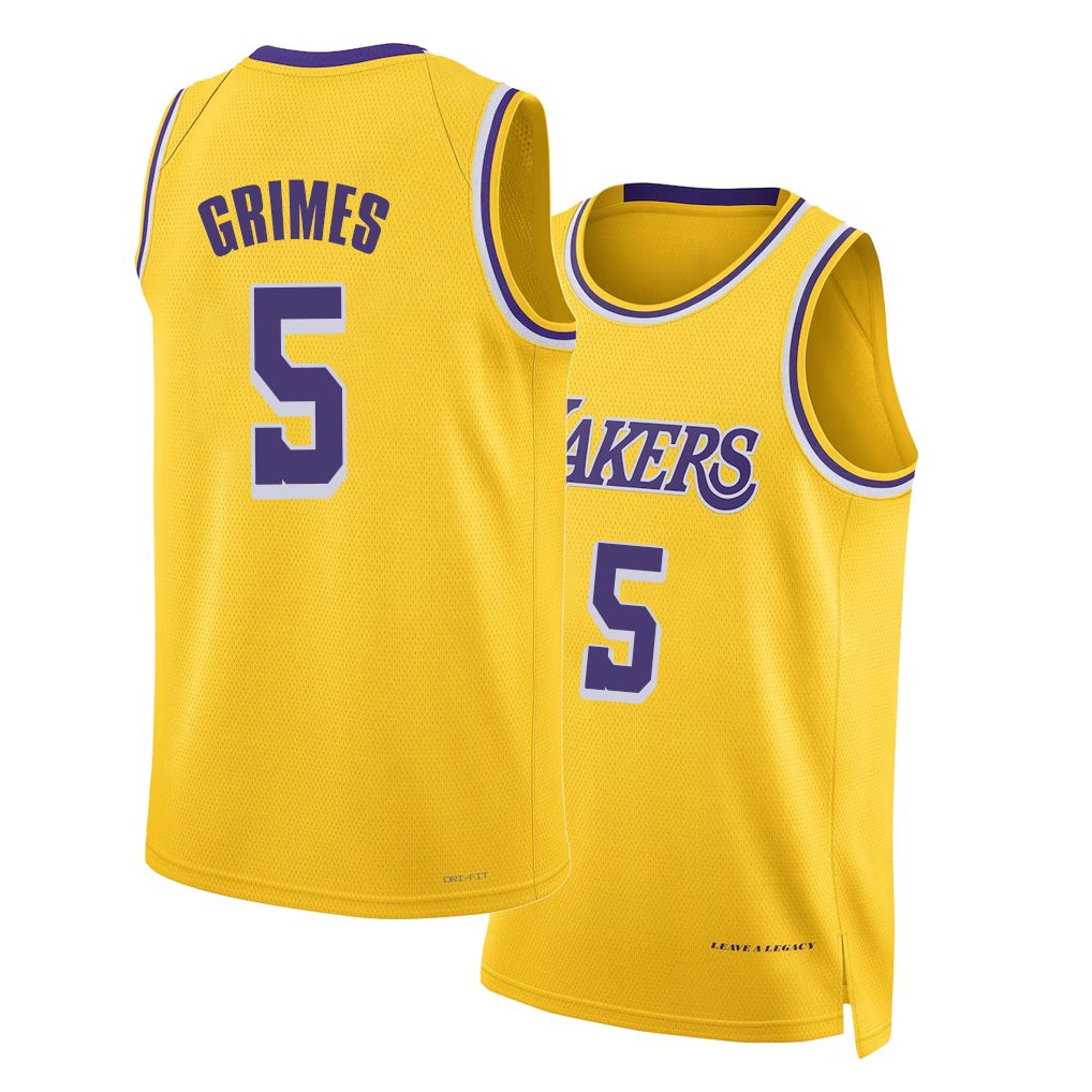 Los Angeles L #5 Grimes Player Basketball Sleeveless Gold Jersey Quentin For Adult Youth