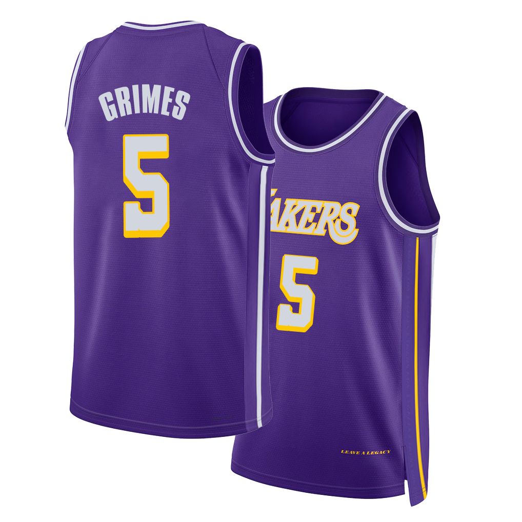 Los Angeles L #5 Grimes Player Basketball Sleeveless Purple Jersey Quentin For Adult Youth