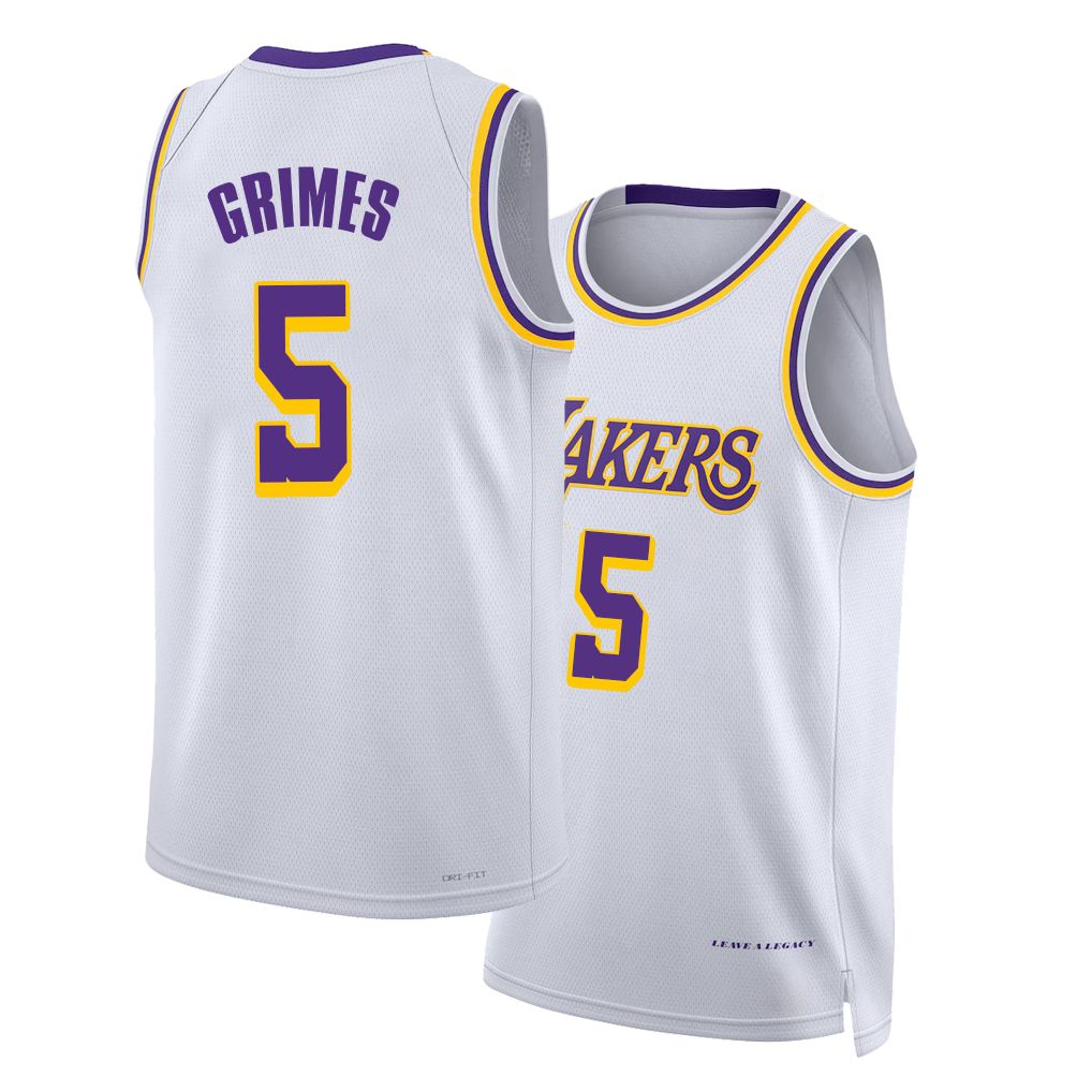 Los Angeles L #5 Grimes Player Basketball Sleeveless White Jersey Quentin For Adult Youth