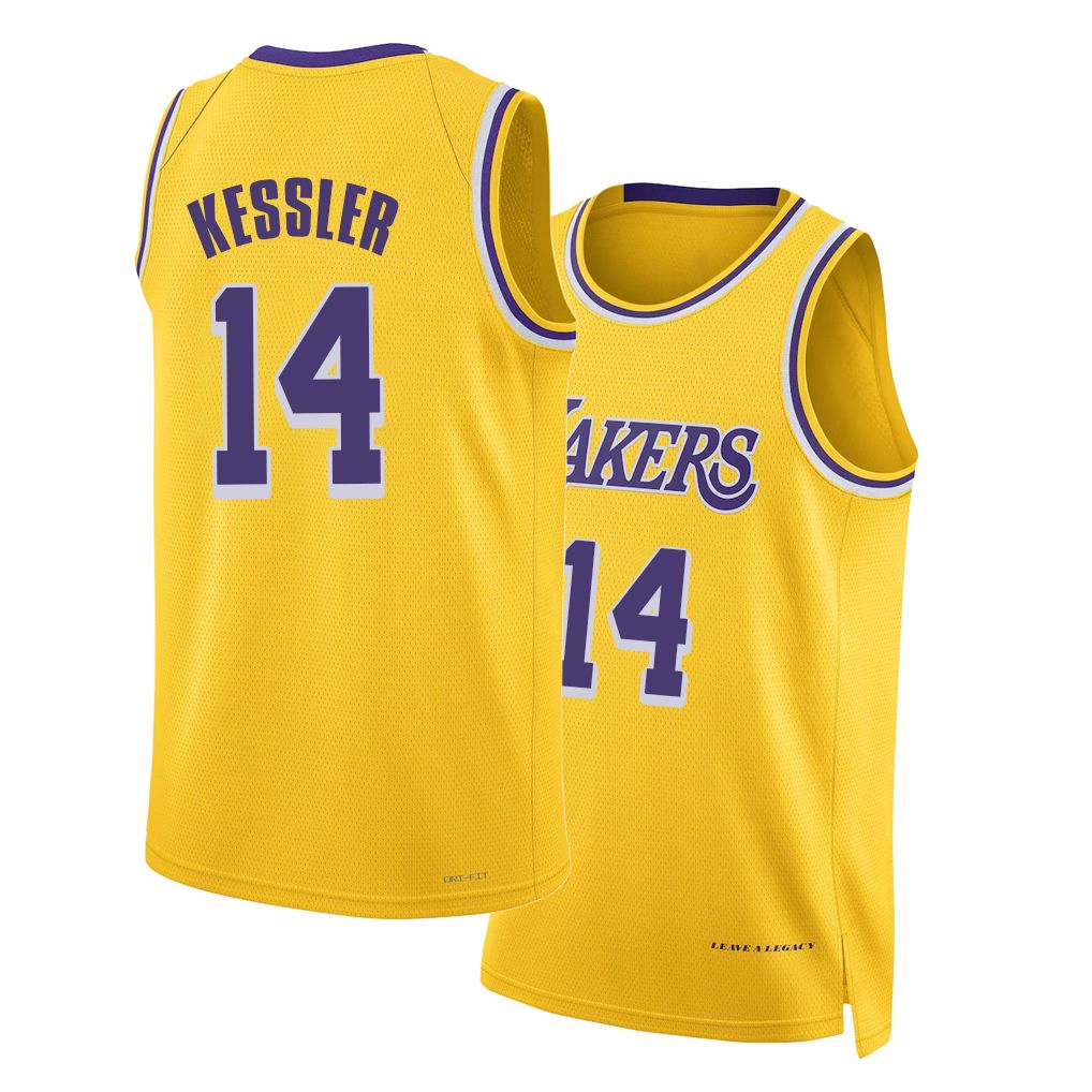 Los Angeles L #14 Kessler Player Basketball Sleeveless Gold Jersey Walker For Adult Youth
