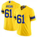 Los Angeles R #61 Arcuri Player Football V Neck Short Sleeve Gold Jersey A.J. For Men Youth Women Gift