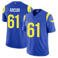 Los Angeles R #61 Arcuri Player Football V Neck Short Sleeve Royal Jersey A.J. For Men Youth Women Gift