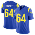Los Angeles R #64 Blaske Player Football V Neck Short Sleeve Royal Jersey Austin For Men Youth Women Gift
