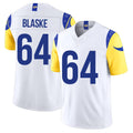 Los Angeles R #64 Blaske Player Football V Neck Short Sleeve White Jersey Austin For Men Youth Women Gift