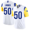 Los Angeles R #50 Limmer Player Football V Neck Short Sleeve White Jersey Beaux For Men Youth Women Gift