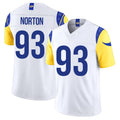 Los Angeles R #93 Norton Player Football V Neck Short Sleeve White Jersey Bill For Men Youth Women Gift