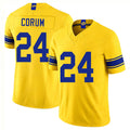 Los Angeles R #24 Corum Player Football V Neck Short Sleeve Gold Jersey Blake For Men Youth Women Gift