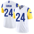 Los Angeles R #24 Corum Player Football V Neck Short Sleeve White Jersey Blake For Men Youth Women Gift