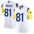 Los Angeles R #81 Presley Player Football V Neck Short Sleeve White Jersey Brennan For Men Youth Women Gift