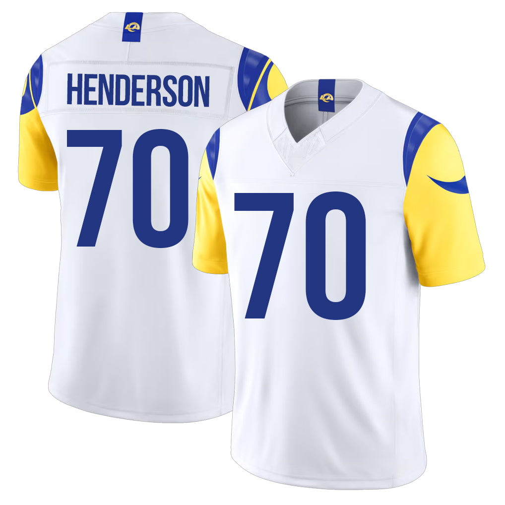 Los Angeles R #70 Henderson Player Football V Neck Short Sleeve White Jersey Bryce For Men Youth Women Gift