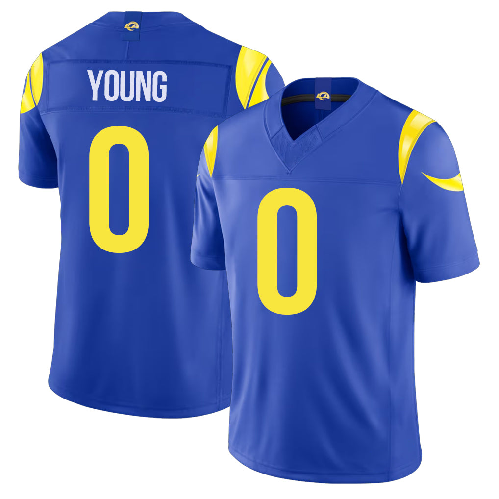 Los Angeles R #0 Young Player Football V Neck Short Sleeve Royal Jersey Byron For Men Youth Women Gift