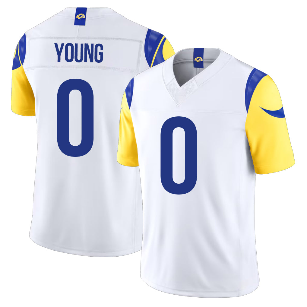 Los Angeles R #0 Young Player Football V Neck Short Sleeve White Jersey Byron For Men Youth Women Gift