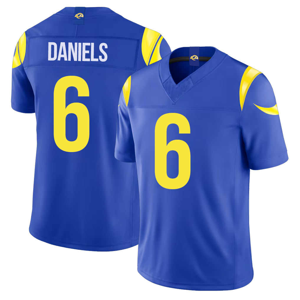 Los Angeles R #6 Daniels Player Football V Neck Short Sleeve Royal Jersey CJ For Men Youth Women Gift