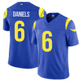Los Angeles R #6 Daniels Player Football V Neck Short Sleeve Royal Jersey CJ For Men Youth Women Gift