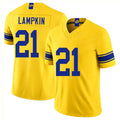 Los Angeles R #21 Lampkin Player Football V Neck Short Sleeve Gold Jersey Cam For Men Youth Women Gift