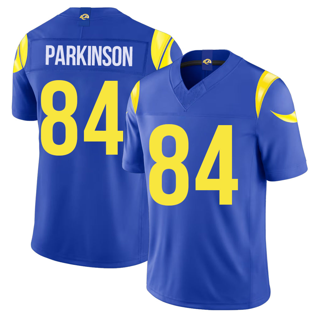 Los Angeles R #84 Parkinson Player Football V Neck Short Sleeve Royal Jersey Colby For Men Youth Women Gift