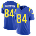 Los Angeles R #84 Parkinson Player Football V Neck Short Sleeve Royal Jersey Colby For Men Youth Women Gift
