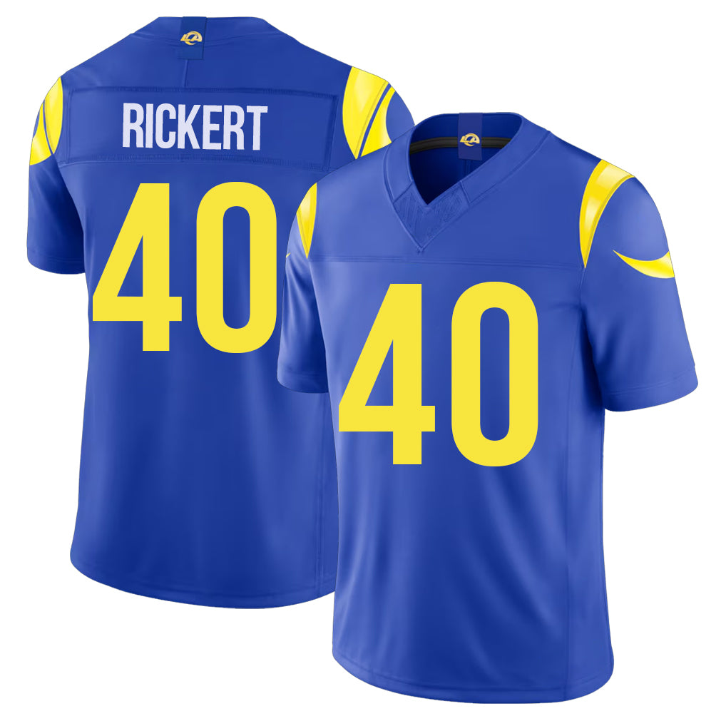 Los Angeles R #40 Rickert Player Football V Neck Short Sleeve Royal Jersey Daniel For Men Youth Women Gift
