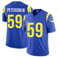 Los Angeles R #59 Peterson III Player Football V Neck Short Sleeve Royal Jersey Darryl For Men Youth Women Gift