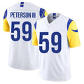 Los Angeles R #59 Peterson III Player Football V Neck Short Sleeve White Jersey Darryl For Men Youth Women Gift