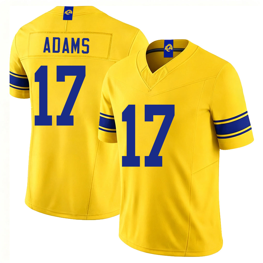 Los Angeles R #17 Adams Player Football V Neck Short Sleeve Gold Jersey Davante For Men Youth Women Gift