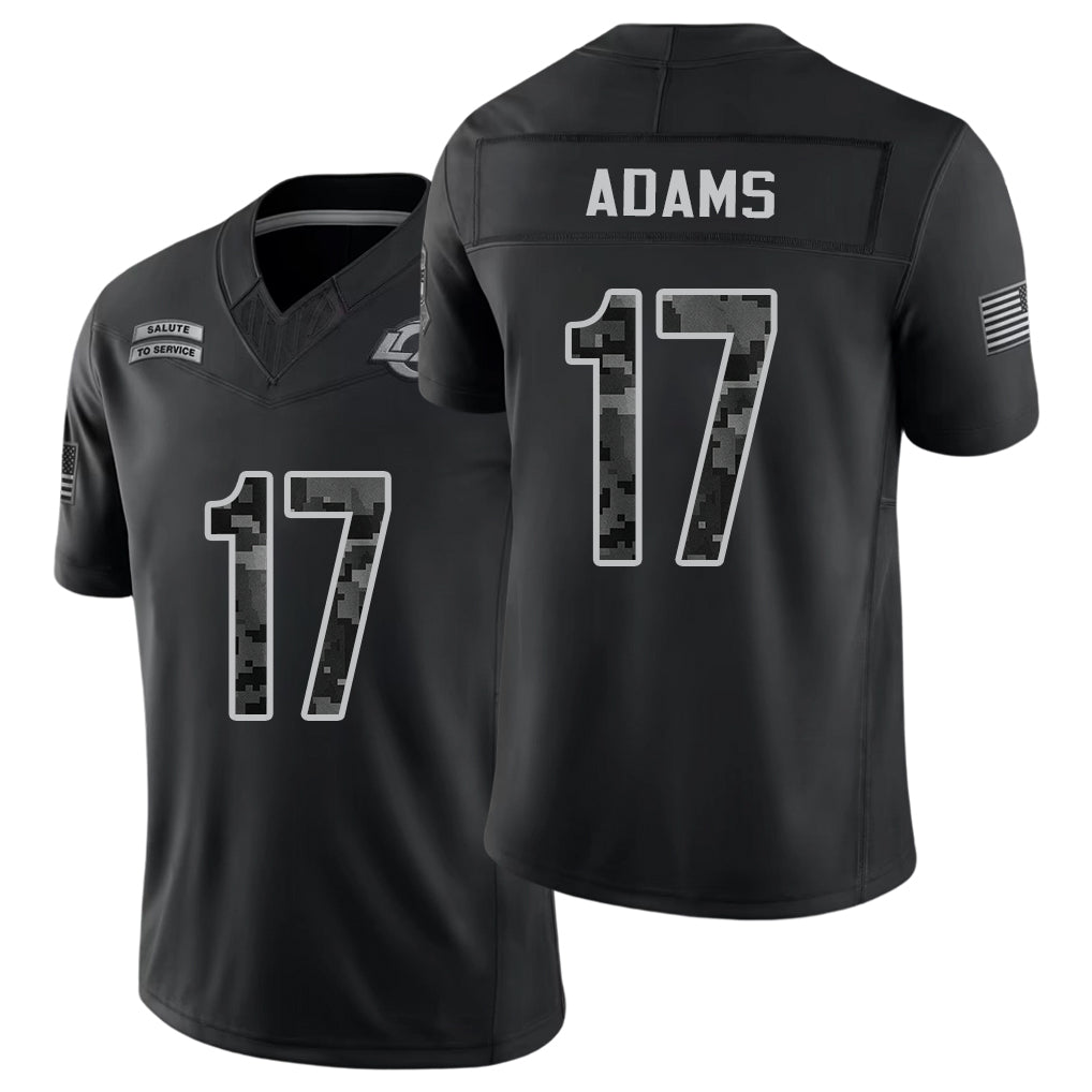 Los Angeles R #17 Adams Player Football V Neck Short Sleeve Black Jersey Davante For Men Youth Women Gift