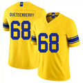 Los Angeles R #68 Quessenberry Player Football V Neck Short Sleeve Gold Jersey David For Men Youth Women Gift