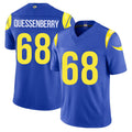 Los Angeles R #68 Quessenberry Player Football V Neck Short Sleeve Royal Jersey David For Men Youth Women Gift