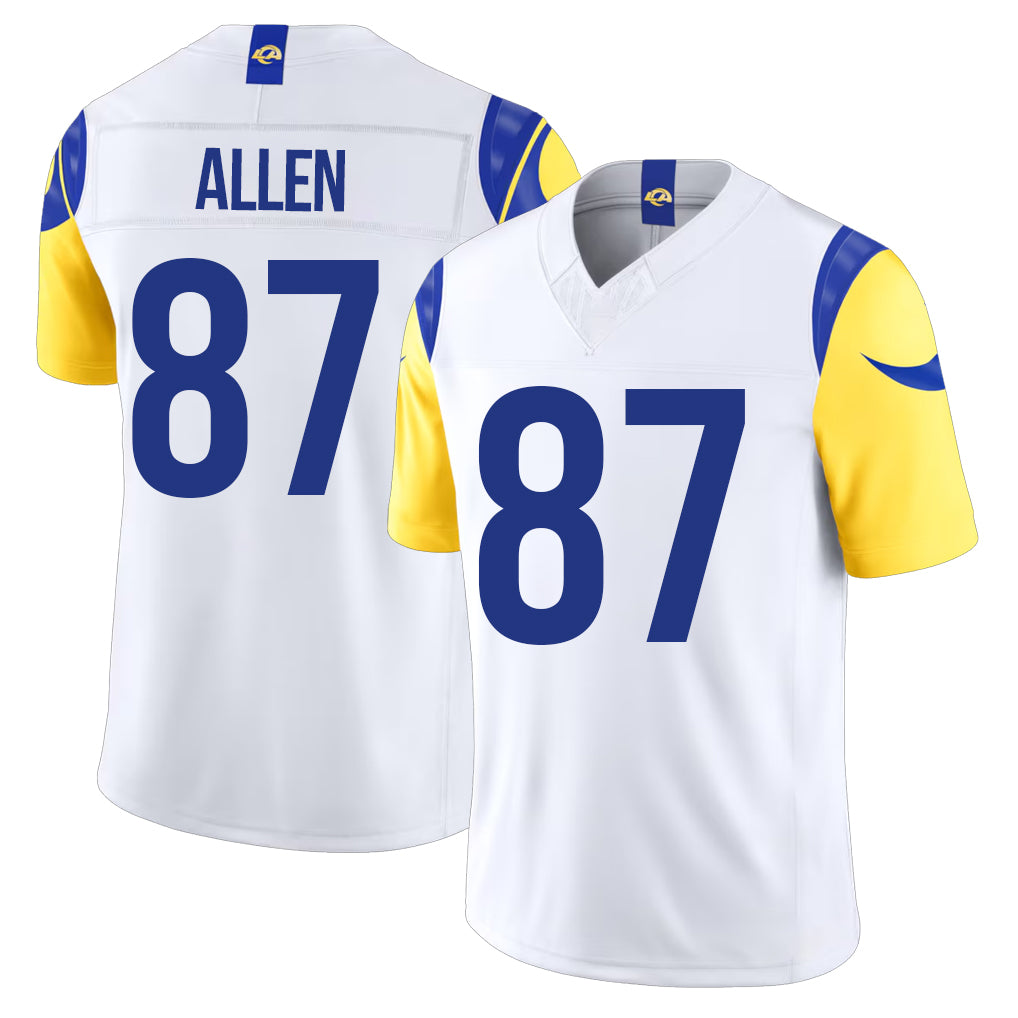 Los Angeles R #87 Allen Player Football V Neck Short Sleeve White Jersey Davis For Men Youth Women Gift