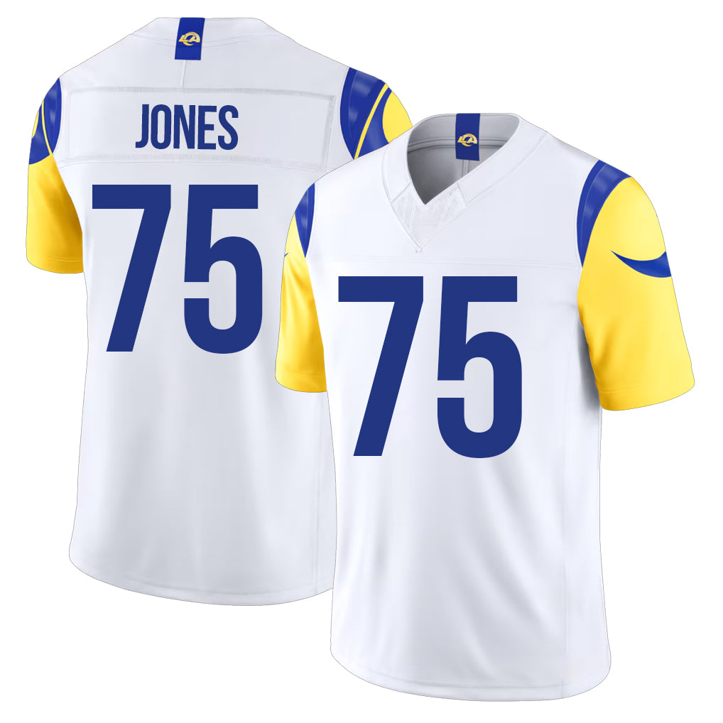 Los Angeles R #75 Jones Player Football V Neck Short Sleeve White Jersey Deacon For Men Youth Women Gift