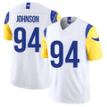 Los Angeles R #94 Johnson Player Football V Neck Short Sleeve White Jersey Desjuan For Men Youth Women Gift