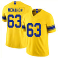 Los Angeles R #63 McMahon Player Football V Neck Short Sleeve Gold Jersey Dylan For Men Youth Women Gift
