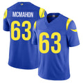 Los Angeles R #63 McMahon Player Football V Neck Short Sleeve Royal Jersey Dylan For Men Youth Women Gift