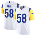 Los Angeles R #58 Neal Player Football V Neck Short Sleeve White Jersey Elias For Men Youth Women Gift