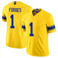 Los Angeles R #1 Forbes Player Football V Neck Short Sleeve Gold Jersey Emmanuel For Men Youth Women Gift