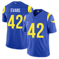 Los Angeles R #42 Evans Player Football V Neck Short Sleeve Royal Jersey Ethan For Men Youth Women Gift