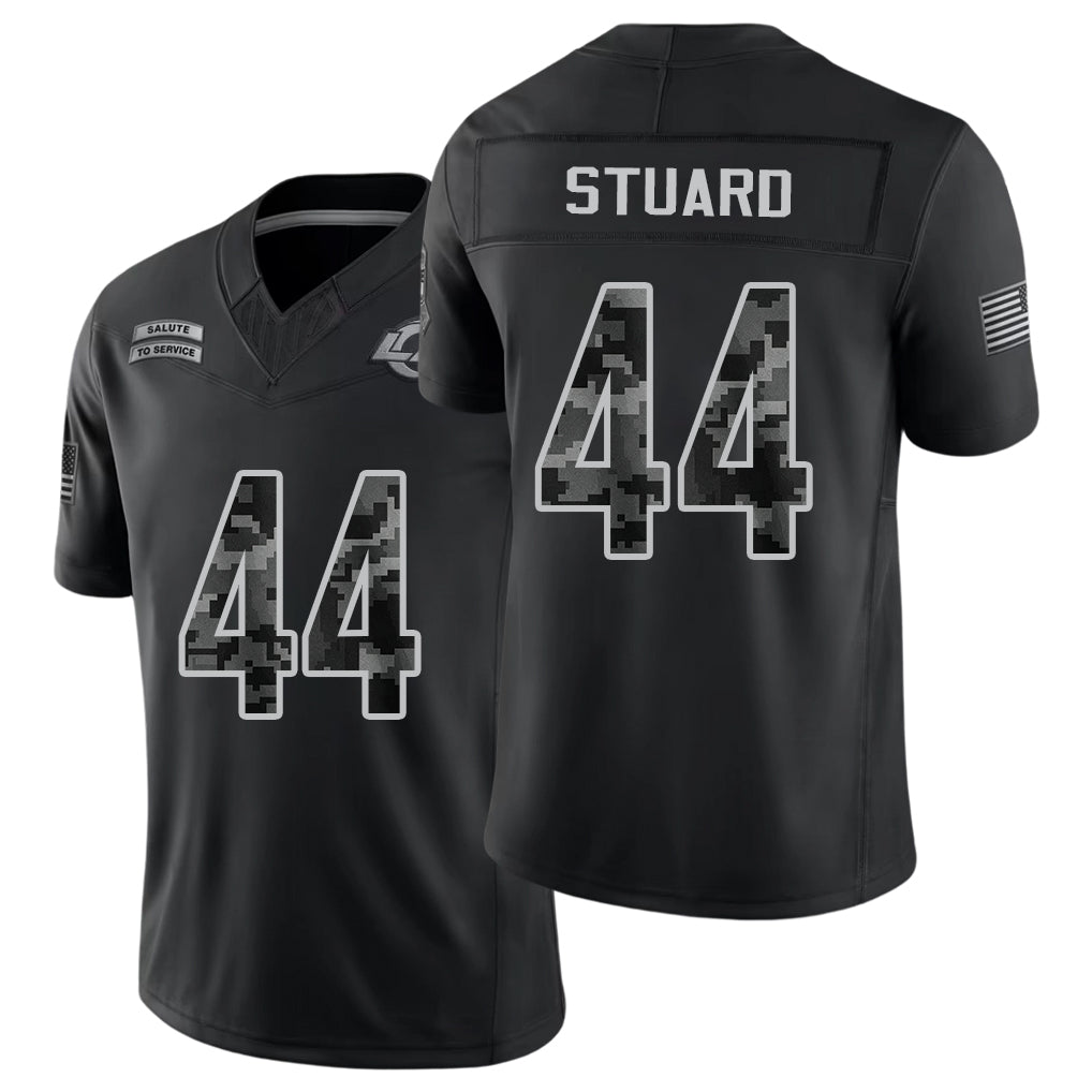 Los Angeles R #44 Stuard Player Football V Neck Short Sleeve Black Jersey Grant For Men Youth Women Gift