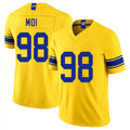 Los Angeles R #98 Moi Player Football V Neck Short Sleeve Gold Jersey Jaxson For Men Youth Women Gift